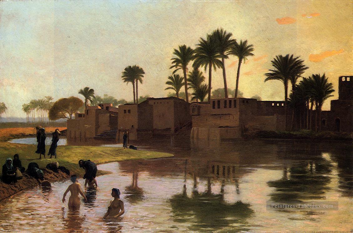Baigneuses au bord d’une rivière orientalisme grecque arabe Jean Léon Gérôme Peintures à l'huile